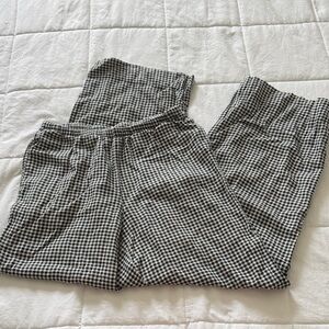 Gingham Loose Fit Wide Leg Pants